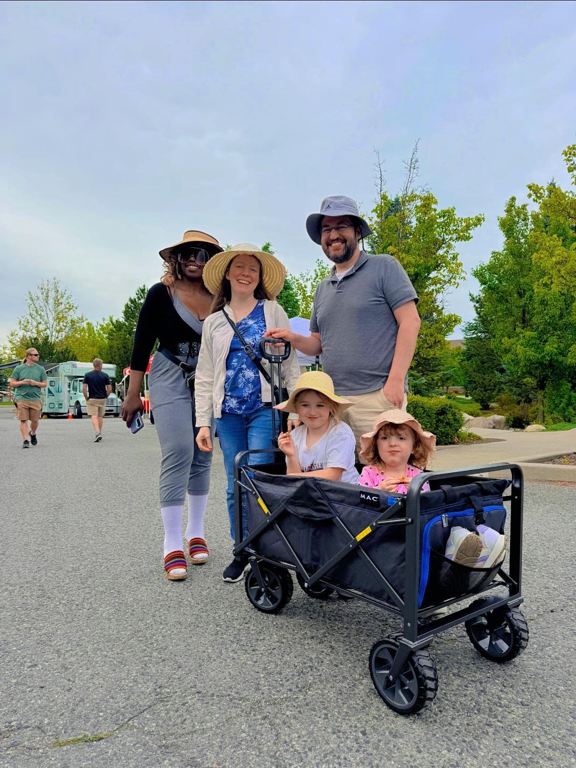 Happy visitors at the farmers market